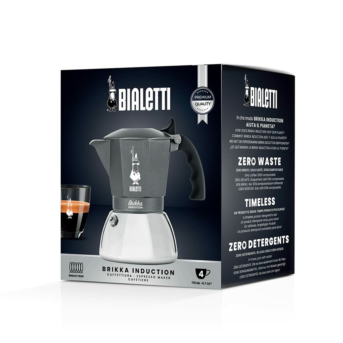 Italian Coffee Pot Bialetti Brikka Silver Aluminium-1