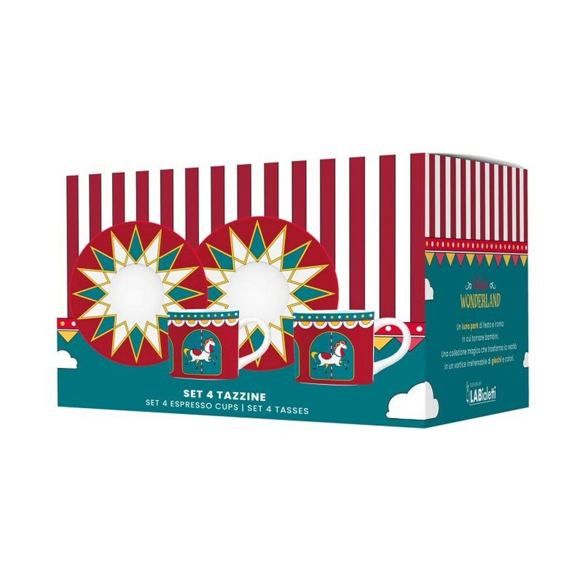 Piece Coffee Cup Set Bialetti Winter Wonderland Turquoise Porcelain 80 ml 4 Units-1