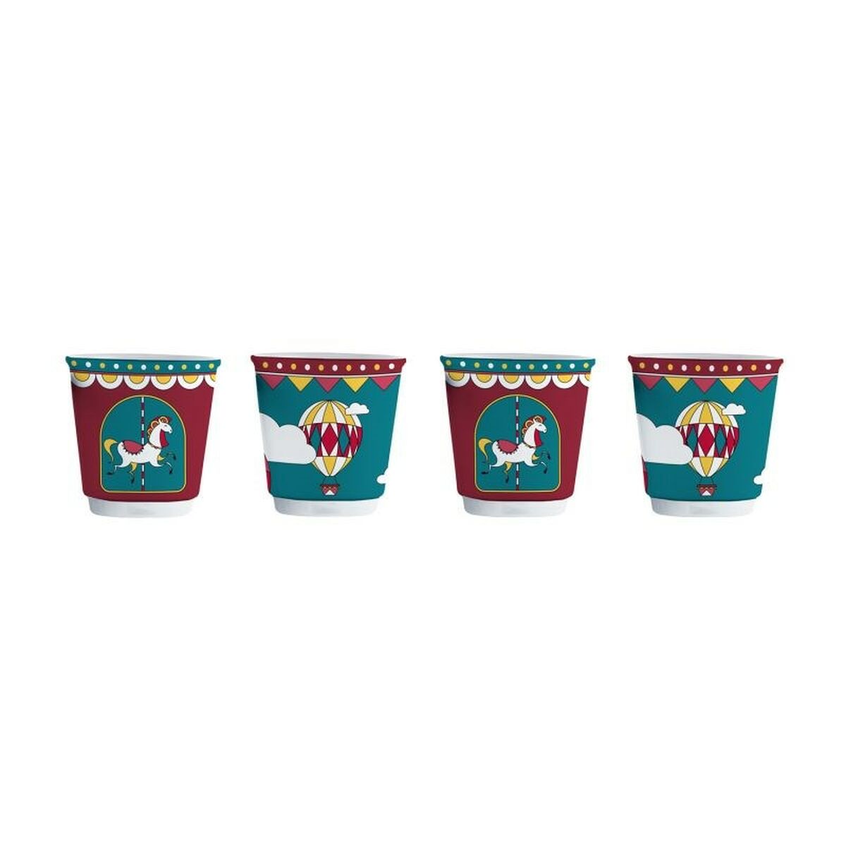 Piece Coffee Cup Set Bialetti Winter Wonderland Turquoise Porcelain 90 ml 4 Units-0
