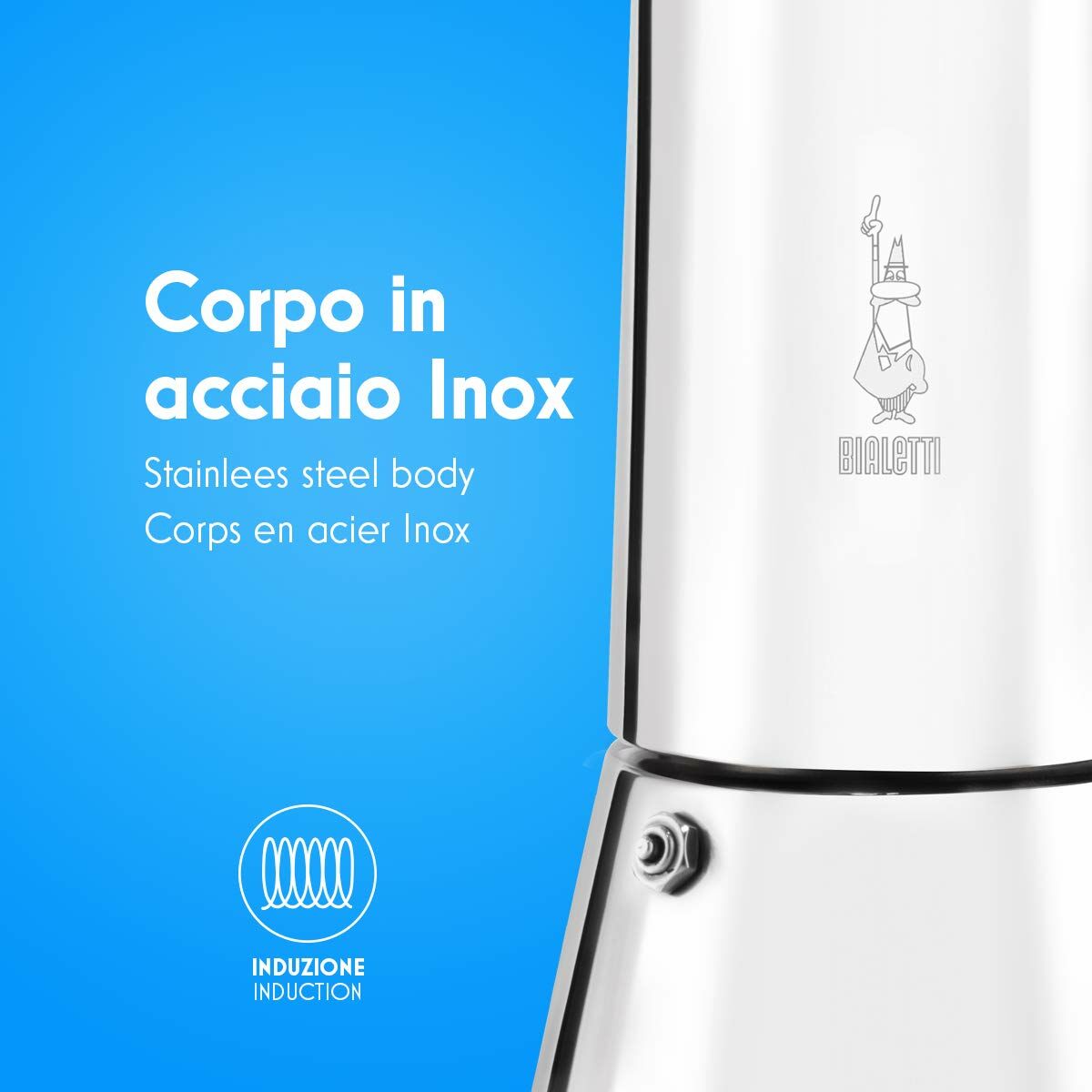 Italian Coffee Pot Bialetti 0007254 Silver Stainless steel 4 Cups 200 ml-5