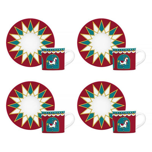 Piece Coffee Cup Set Bialetti Winter Wonderland Turquoise Porcelain 80 ml 4 Units-0
