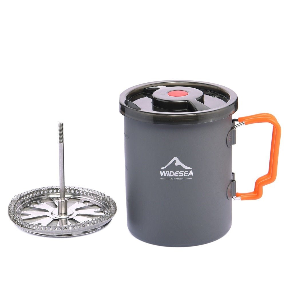 Camping Coffee Pot with French Press Outdoor Cup Mug Cookware for Hiking Trekking-0